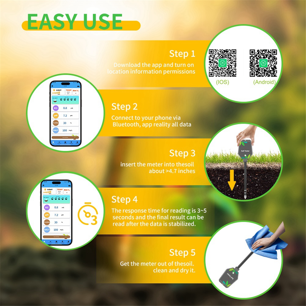 Ph Meter - A06K 8 in One Multifunction Soil
