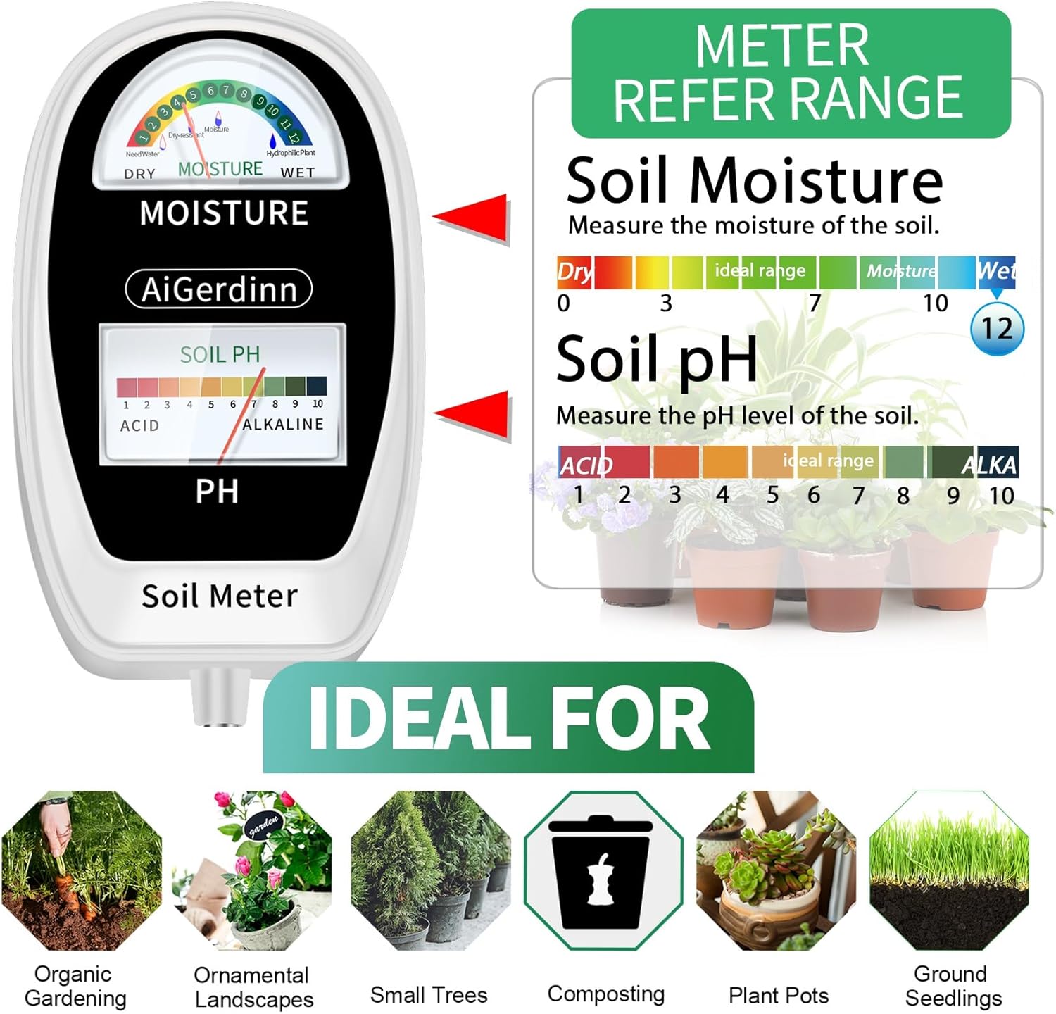 2-in-1 Soil Moisture & pH Mete - Ph Meter 评论和价格