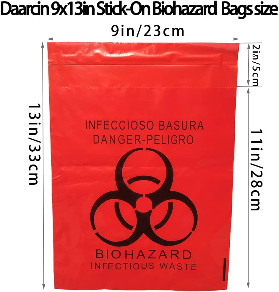 100pcs 9x13in Stick-On Red Bio - Medical Label 评论和价格