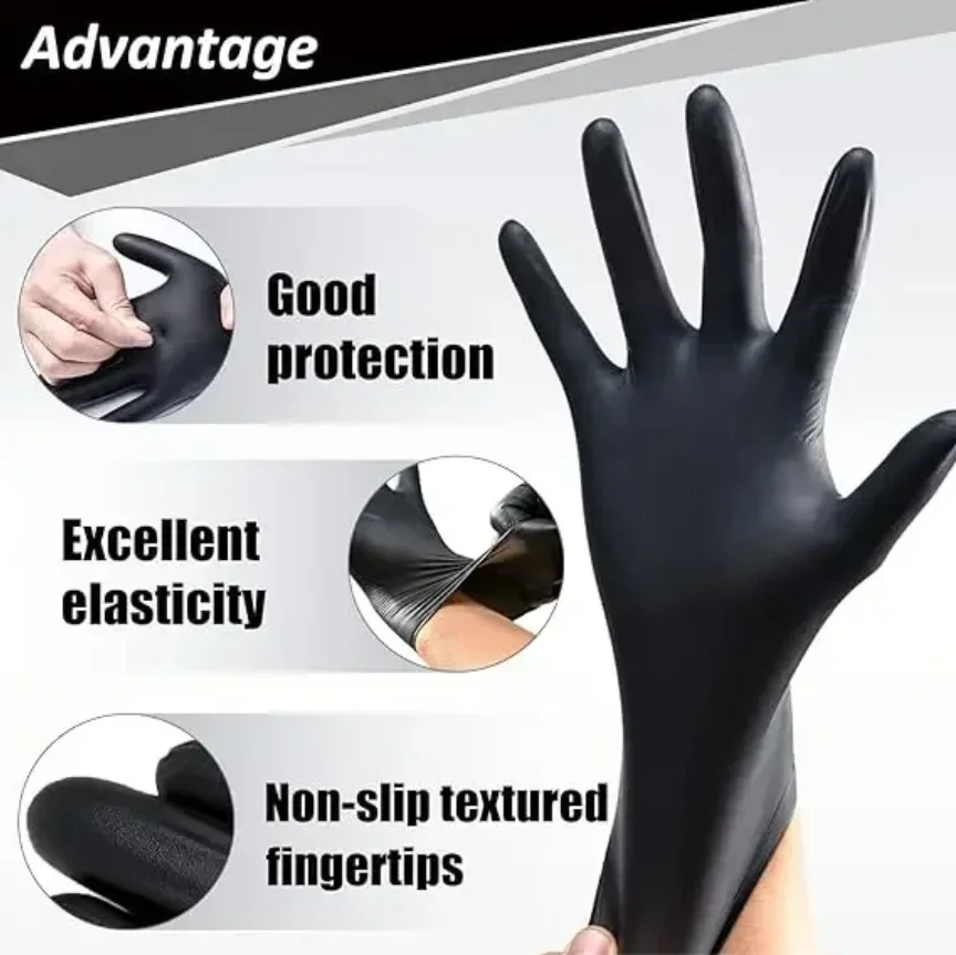 10/100Pcs Black Nitrile Gloves - Disposable Gloves Nitrile 评论和价格